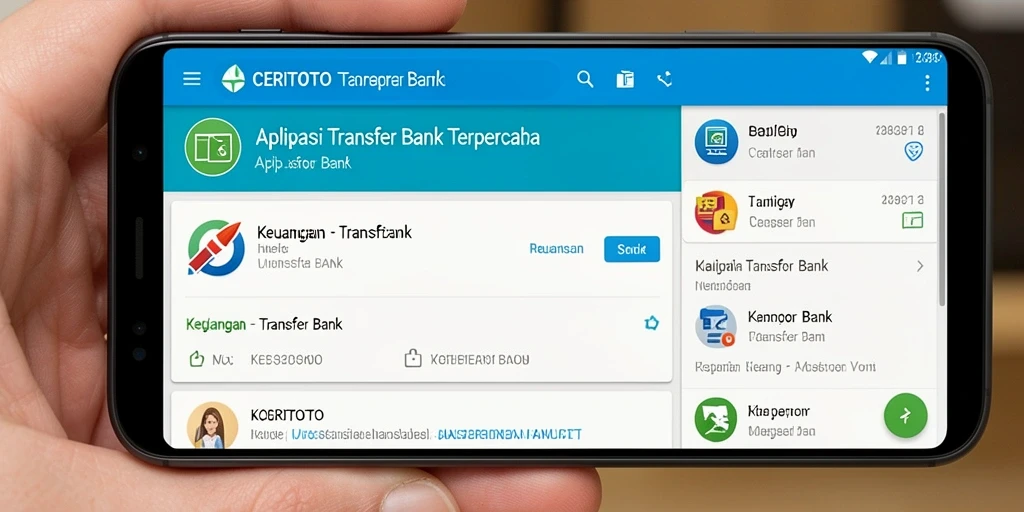 Antarmuka pengguna CERITOTO yang sederhana dan efisien untuk transfer bank.