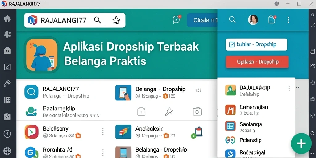 Tampilan utama aplikasi RAJALANGIT77 dengan fitur Dropship.